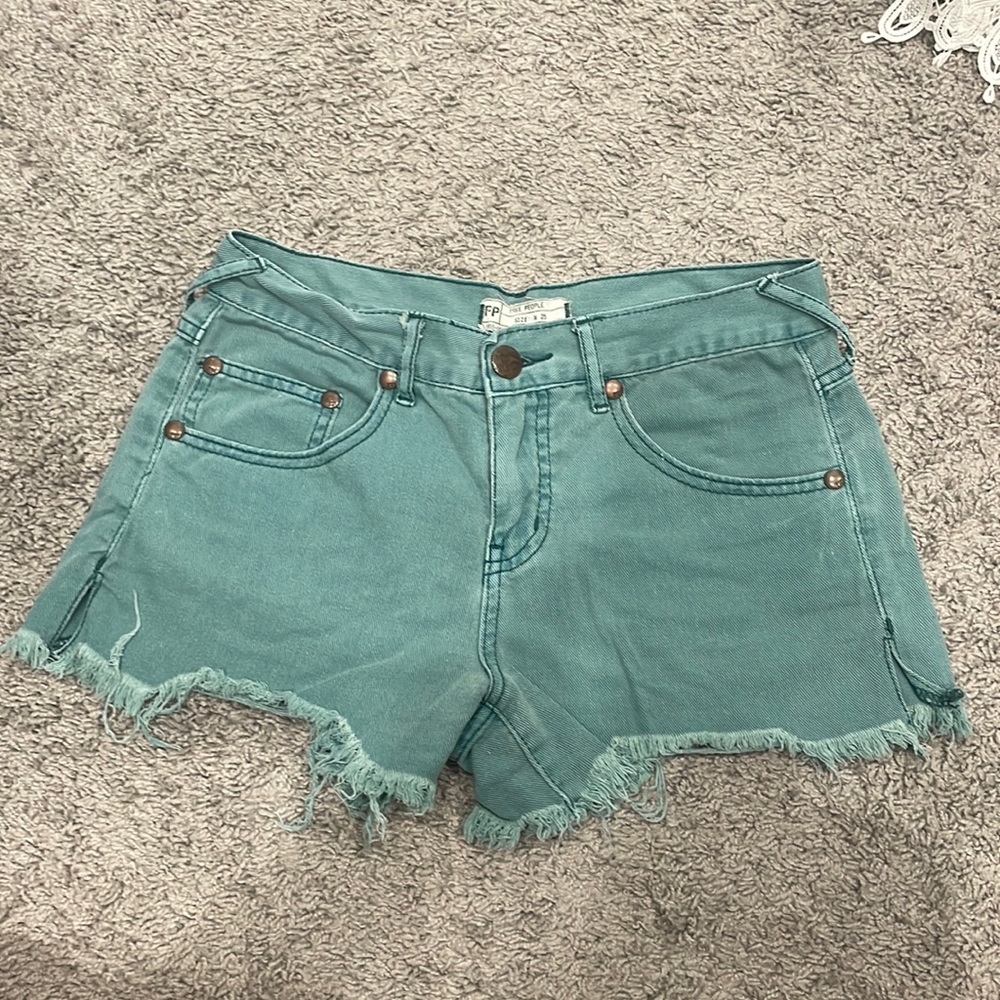 Free people teal denim shorts